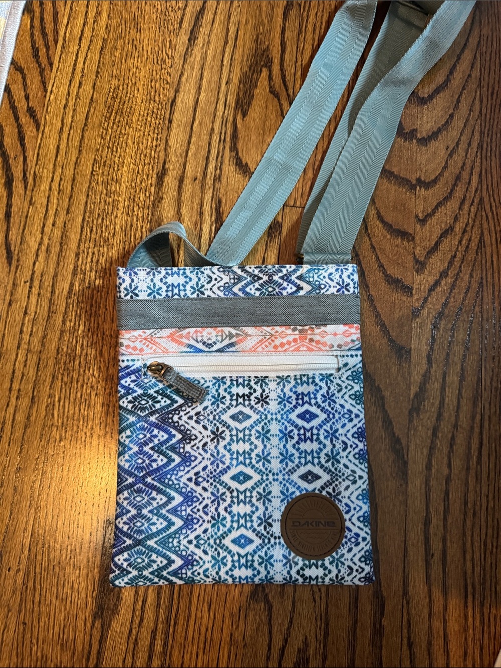 Dakine Patterned Teal and Coral Crossbody Bag